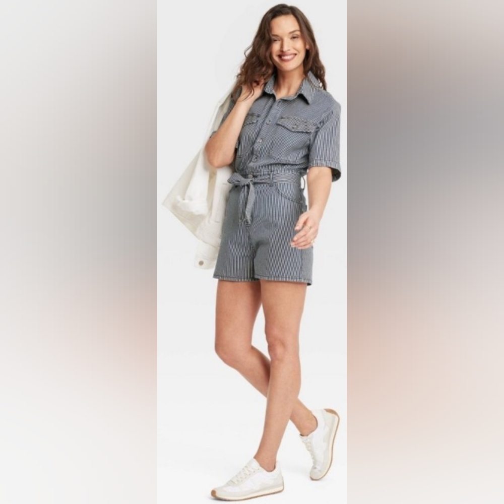 Universal Thread - Short Sleeve Denim Jumpsuit - Size 12